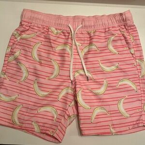 Pink Banana Print Swim Shorts